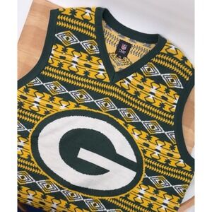 Green Bay Packers Aztec Print Sweater  Vest NFL Apparel 2XL XXL Logo